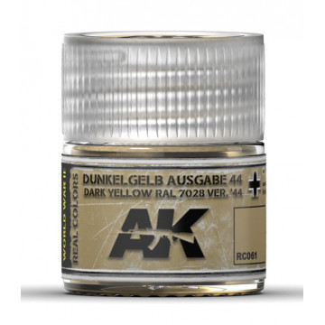 Vernice Acrilica AK Real Colors Dunkelgelb Ausgabe 44 Dark Yellow RAL 7028 10ml