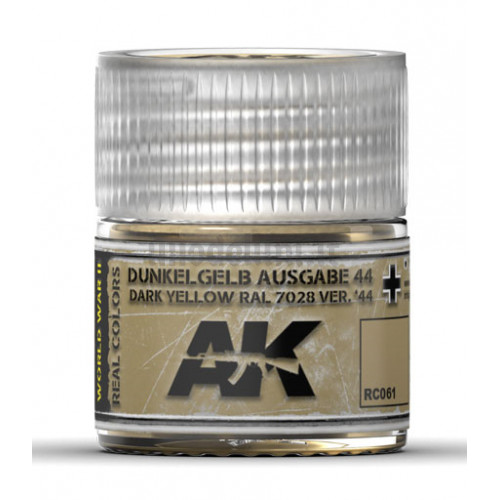 Vernice Acrilica AK Real Colors Dunkelgelb Ausgabe 44 Dark Yellow RAL 7028 10ml