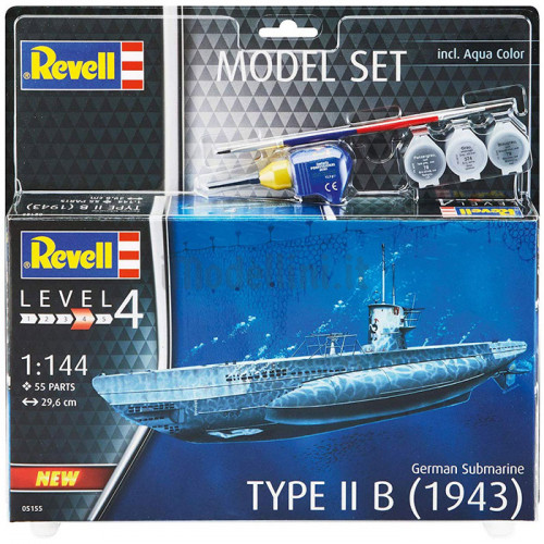 Model Set Sottomarino Tedesco U-Boot Type IIB 1943 1:144