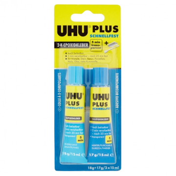 Colla Bicomponente UHU Plus 5 Minuti da 35 grammi in Blister