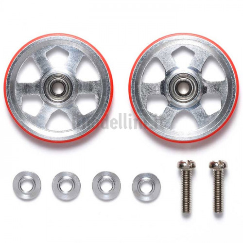 Roller in Alluminio da 19mm a 6 Razze con Anello Rosso in Plastica