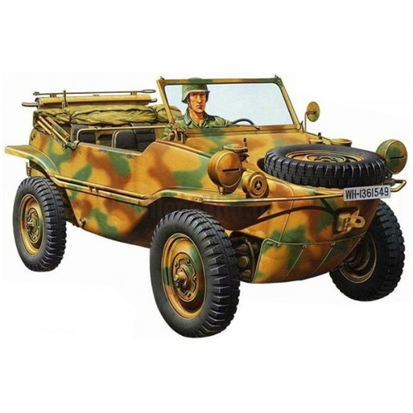 Tamiya 35224 1/35 Scale Schwimmwagen Type 166 German Vehicle Plastic Model Kit – Unassembled