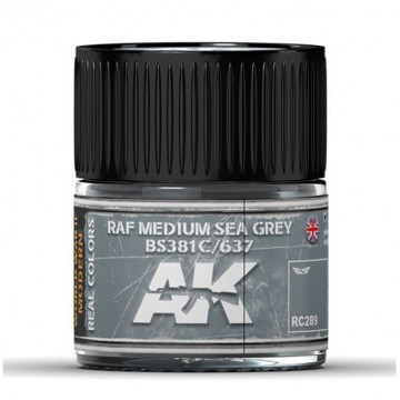 Vernice Acrilica AK Real Colors RAF Medium Sea Grey BS381C 637 10ml