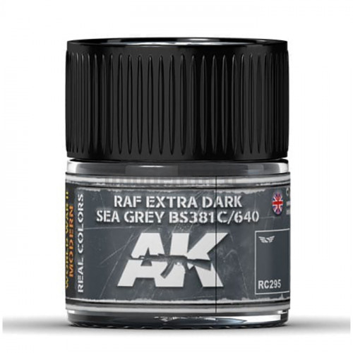 Vernice Acrilica AK Real Colors RAF Extra Dark Sea Grey BS381C 640 10ml