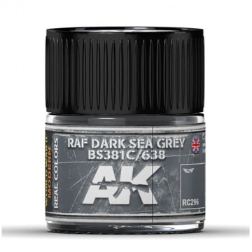 Vernice Acrilica AK Real Colors RAF Dark Sea Grey BS381C 638 10ml