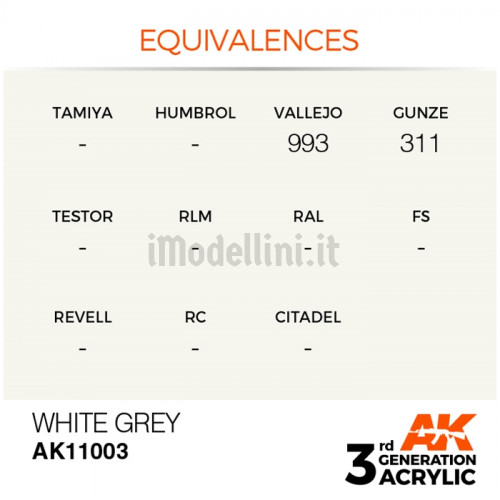 Vernice Acrilica AK 3rd Gen White Grey