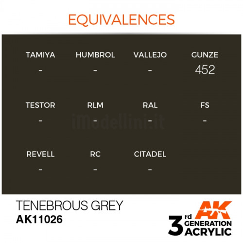 Vernice Acrilica AK 3rd Gen Tenebrous Grey