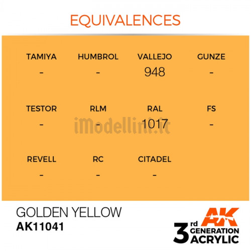 Vernice Acrilica AK 3rd Gen Golden Yellow
