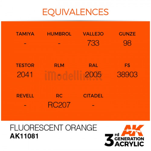 Vernice Acrilica AK 3rd Gen Fluorescent Orange