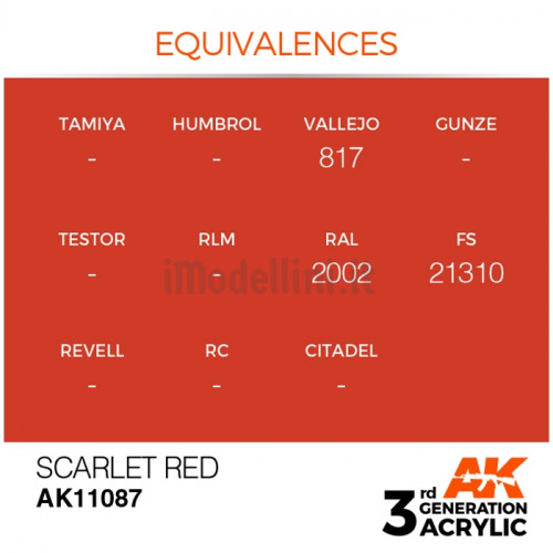 Vernice Acrilica AK 3rd Gen Scarlet Red