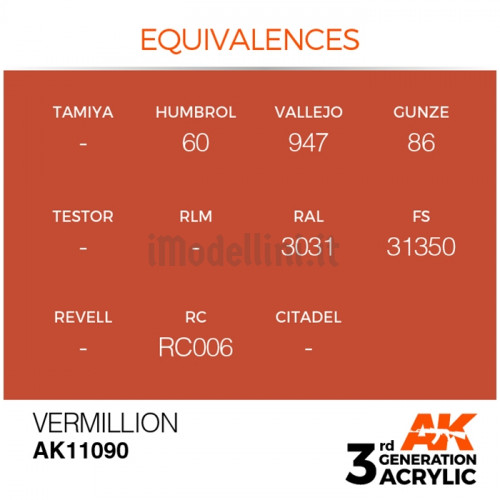 Vernice Acrilica AK 3rd Gen Vermillion