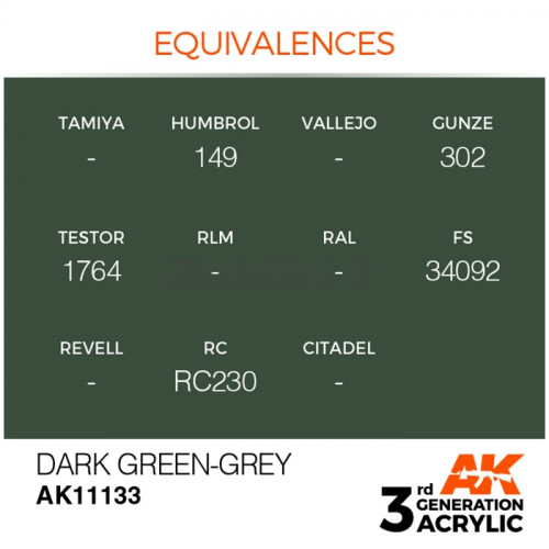Vernice Acrilica AK 3rd Gen Dark Green-Grey