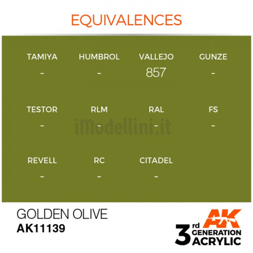 Vernice Acrilica AK 3rd Gen Golden Olive