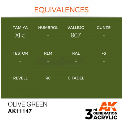Vernice Acrilica AK 3rd Gen Olive Green