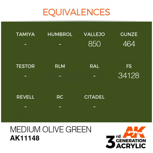 Vernice Acrilica AK 3rd Gen Medium Olive Green