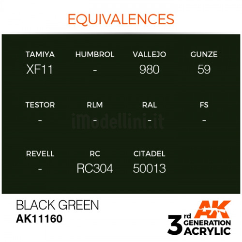 Vernice Acrilica AK 3rd Gen Black Green