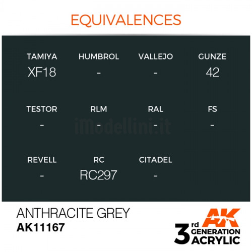 Vernice Acrilica AK 3rd Gen Anthracite Grey