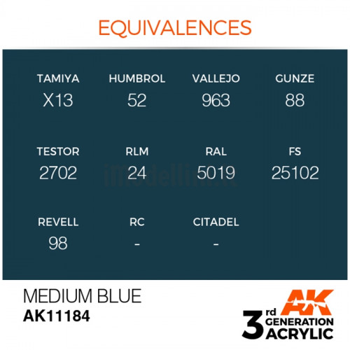 Vernice Acrilica AK 3rd Gen Medium Blue