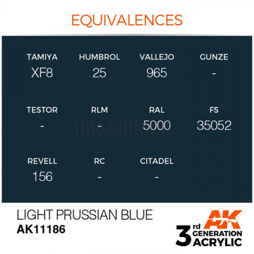 Vernice Acrilica AK 3rd Gen Light Prussian Blue