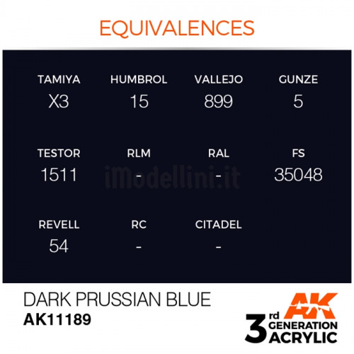 Vernice Acrilica AK 3rd Gen Dark Prussian Blue