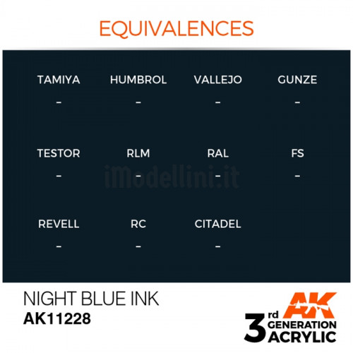 Vernice Acrilica AK 3rd Gen Night Blue Ink