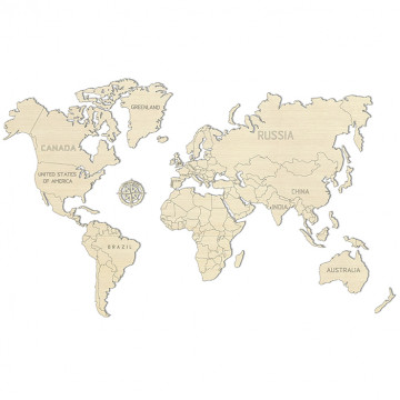 Puzzle 3D in Legno World Map M 1:57