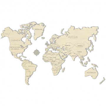 Puzzle 3D in Legno World Map L 1:39