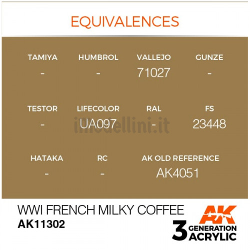 Vernice Acrilica AK 3rd Gen Serie AFV WWI French Milky Coffee