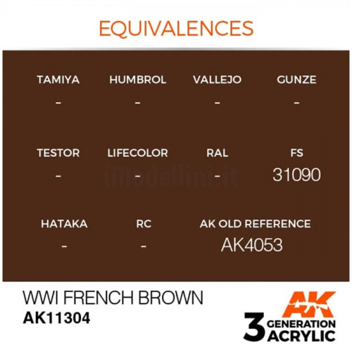 Vernice Acrilica AK 3rd Gen Serie AFV WWI French Brown