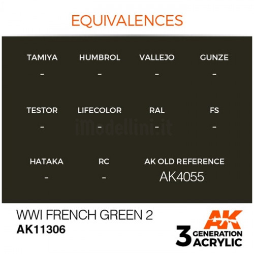 Vernice Acrilica AK 3rd Gen Serie AFV WWI French Green 2