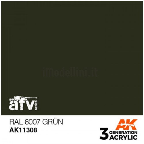 Vernice Acrilica AK 3rd Gen Serie AFV RAL 6007 Grun