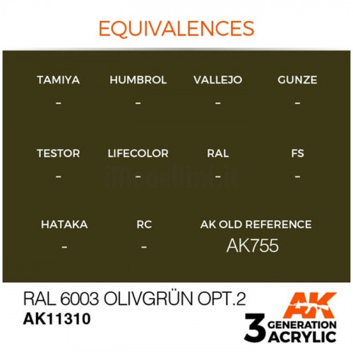 Vernice Acrilica AK 3rd Gen Serie AFV RAL 6003 Olivgrun opt.2