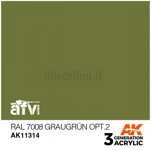 Vernice Acrilica AK 3rd Gen Serie AFV RAL 7008 Graugrun Opt 2
