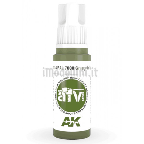 Vernice Acrilica AK 3rd Gen Serie AFV RAL 7008 Graugrun Opt 2