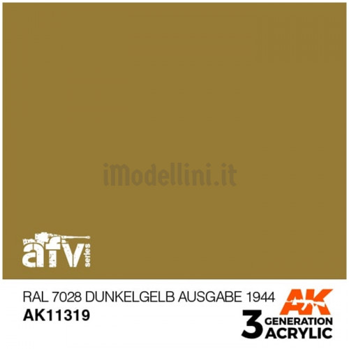 Vernice Acrilica AK 3rd Gen Serie AFV RAL 7028 Dunkelgelb Ausgabe 1944