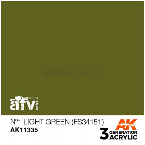 Vernice Acrilica AK 3rd Gen Serie AFV N.1 Light Green (FS34151)