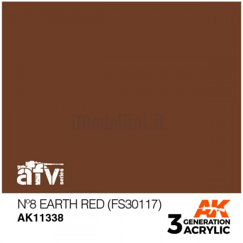 Vernice Acrilica AK 3rd Gen Serie AFV N.8 Earth Red (FS30117)
