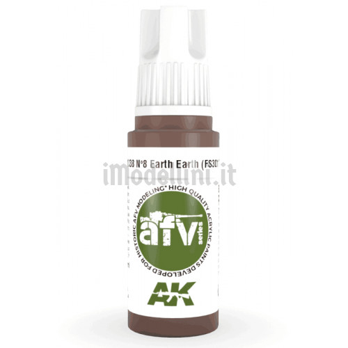 Vernice Acrilica AK 3rd Gen Serie AFV N.8 Earth Red (FS30117)