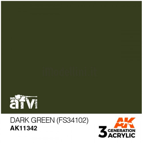 Vernice Acrilica AK 3rd Gen Serie AFV Dark Green (FS34102)