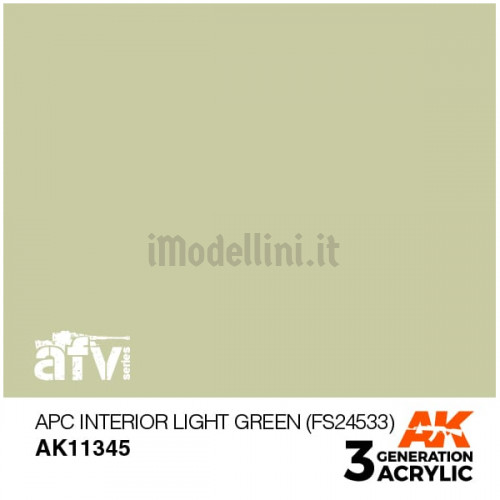 Vernice Acrilica AK 3rd Gen Serie AFV APC Interior Light Green (FS24533)