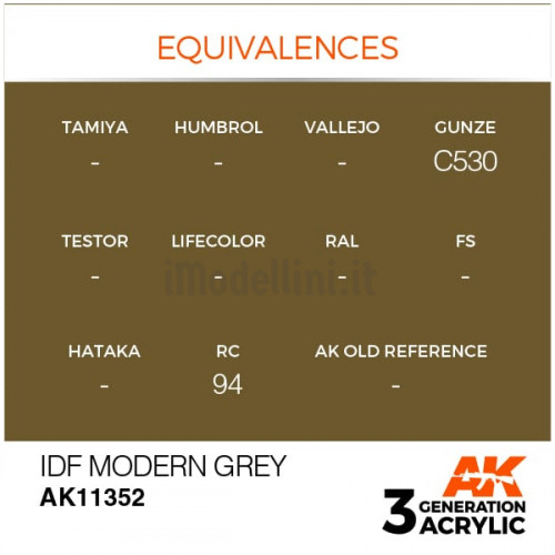 Vernice Acrilica AK 3rd Gen Serie AFV IDF Modern Grey
