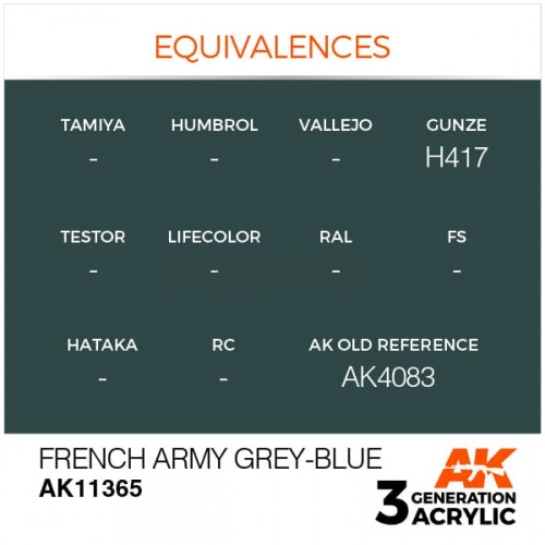 Vernice Acrilica AK 3rd Gen Serie AFV French Army Grey-Blue