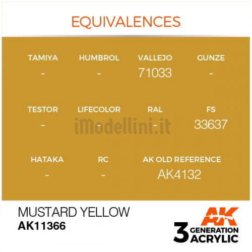 Vernice Acrilica AK 3rd Gen Serie AFV Mustard Yellow