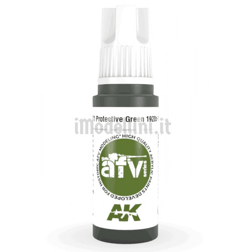 Vernice Acrilica AK 3rd Gen Serie AFV Protective Green 1920s-1930s