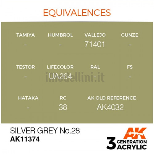 Vernice Acrilica AK 3rd Gen Serie AFV Silver Grey No.28
