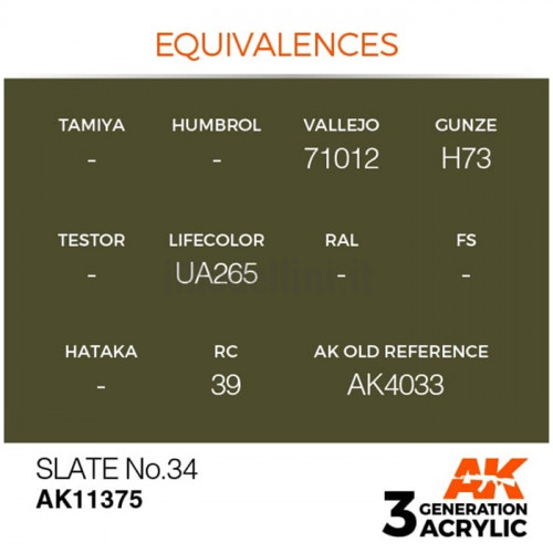Vernice Acrilica AK 3rd Gen Serie AFV Slate n.34