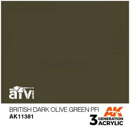 Vernice Acrilica AK 3rd Gen Serie AFV British Dark Olive Green PFI