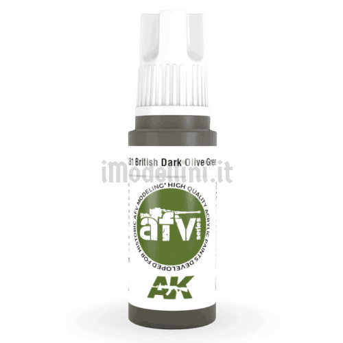 Vernice Acrilica AK 3rd Gen Serie AFV British Dark Olive Green PFI