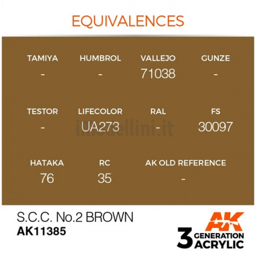 Vernice Acrilica AK 3rd Gen Serie AFV S.C.C. N.2 Brown