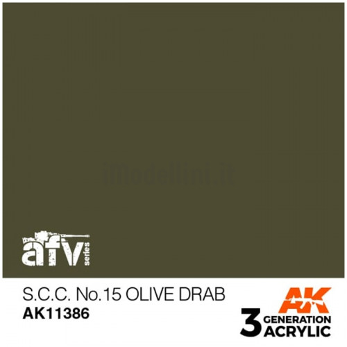 Vernice Acrilica AK 3rd Gen Serie AFV S.C.C. N.15 Olive Drab
